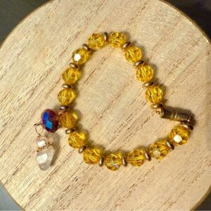 Herkimer Diamond Quartz Vintage Yellow AB crystal Bracelet